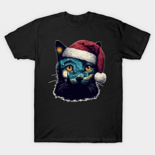 Van Gogh Christmas Cat T-Shirt